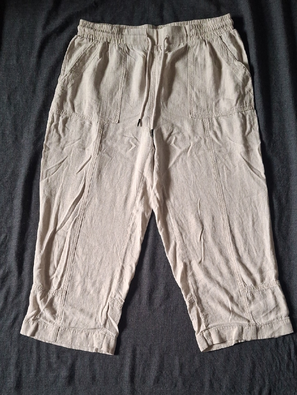 Ricki's Linen Blend Cropped Pants Casual Rayon Beige Cream Women's Large